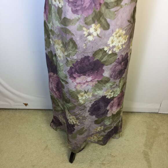 K Studio Midi A-line Dress Sz 14 Woman Purple Floral Cottage Romantic Sleeveless - Picture 3 of 14